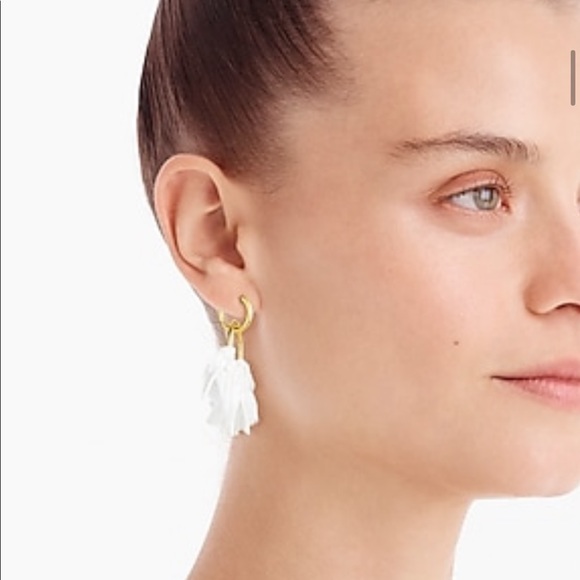 J CREW Conga Fabric Drop Earring Gold White NWT Vacay Tropical - Picture 4 of 4